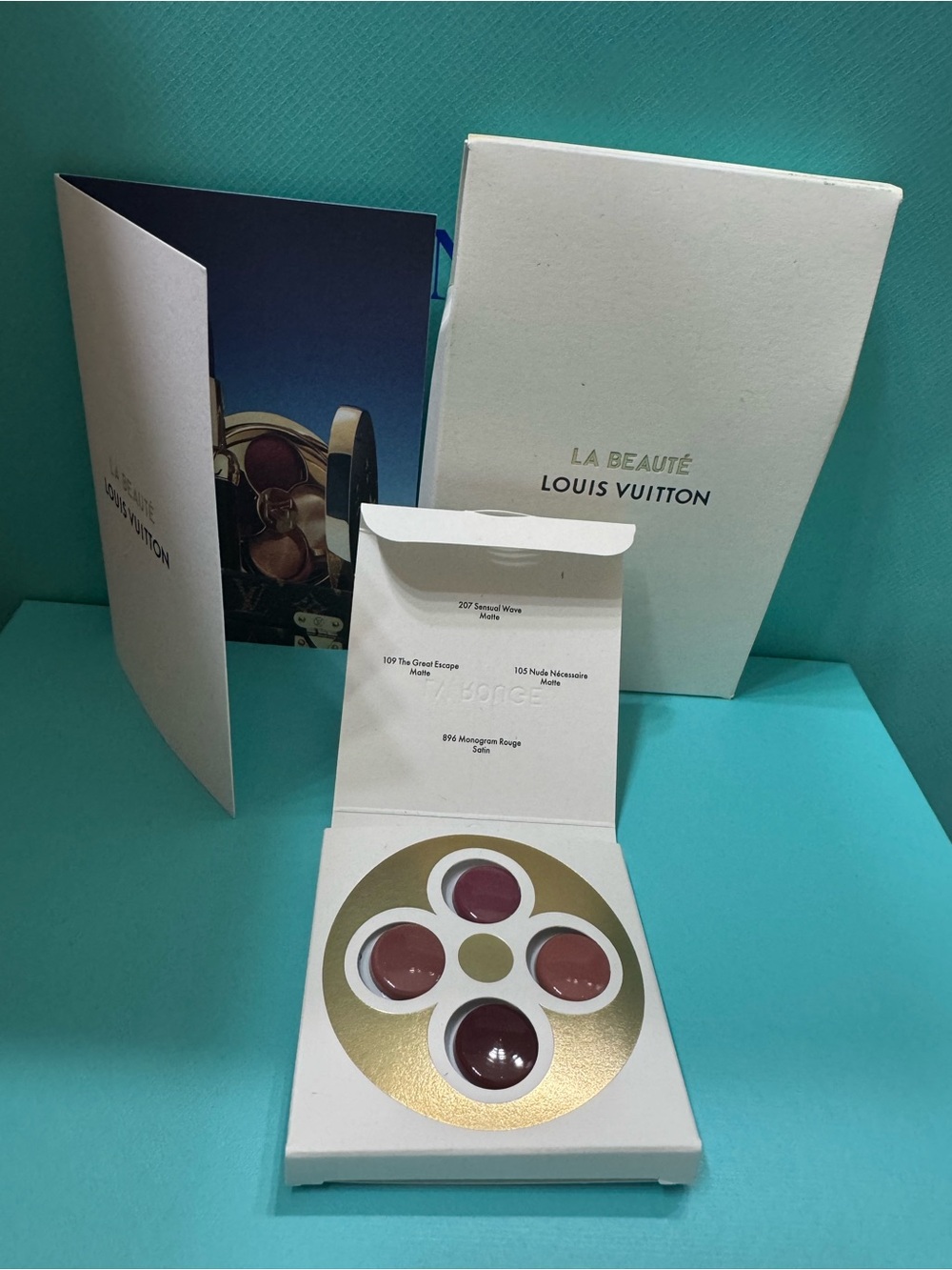 Louis Vuitton La Beauté Lip Quartet — White & Gold Packaging with Pink Tones